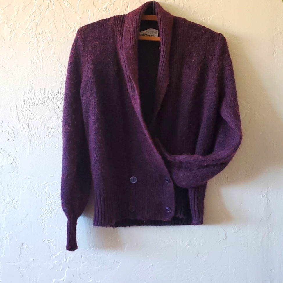 Vintage Cardigan Plum Wool